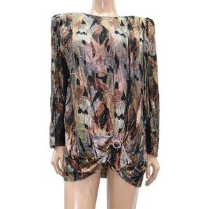 Shimmering Abstract Print Metallic Mini Dress / Top S/M